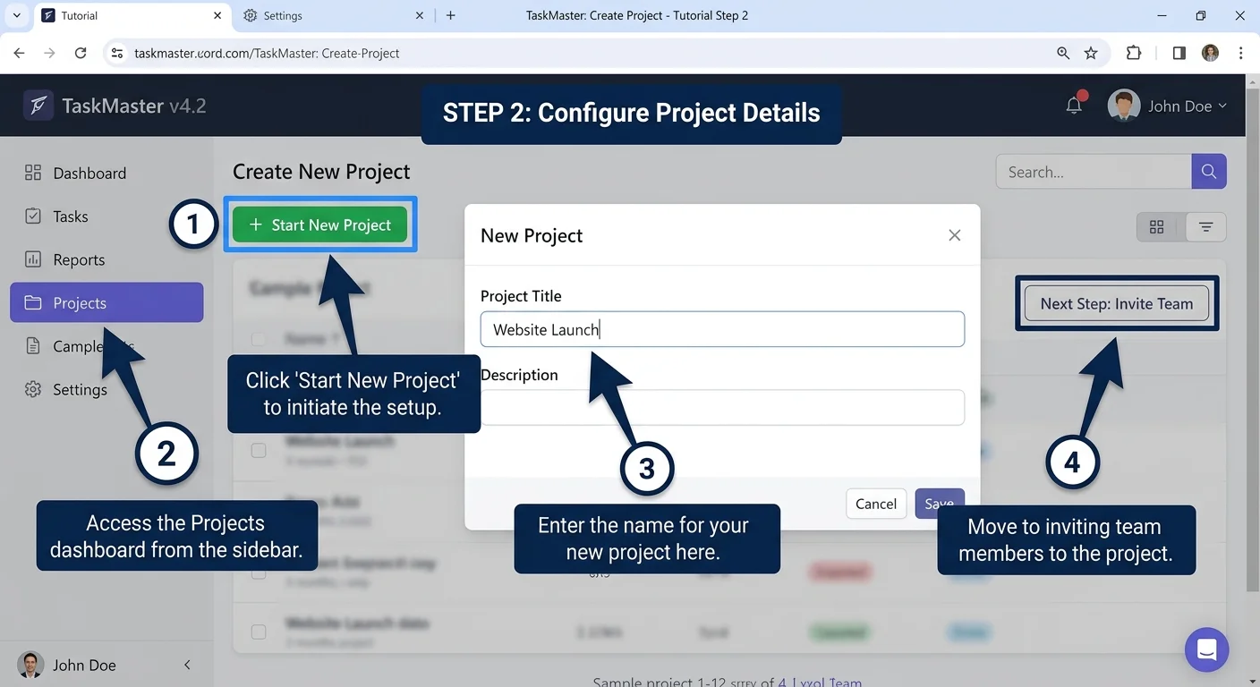 Example of well-annotated tutorial screenshot with numbered callouts